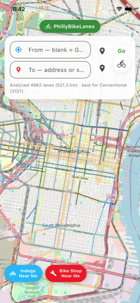 PhillyBikeLanes screenshot 1